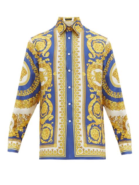 black and gold silk versace shirt|Versace silk shirts for cheap.